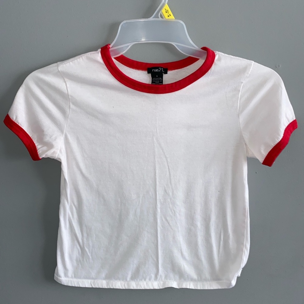 Red and White Crop Top
